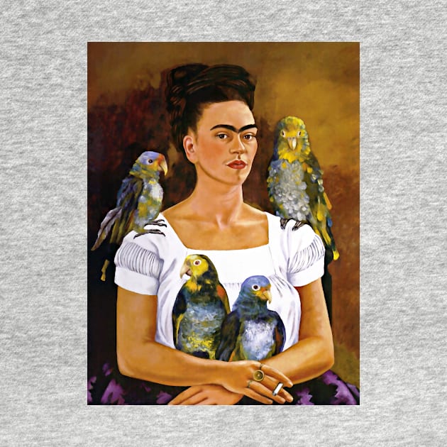 Frida Kahlo Self-Portrait Me and My Parrots 1941 Art Print Surrealism Magic Realism Naive Art by ZiggyPrint